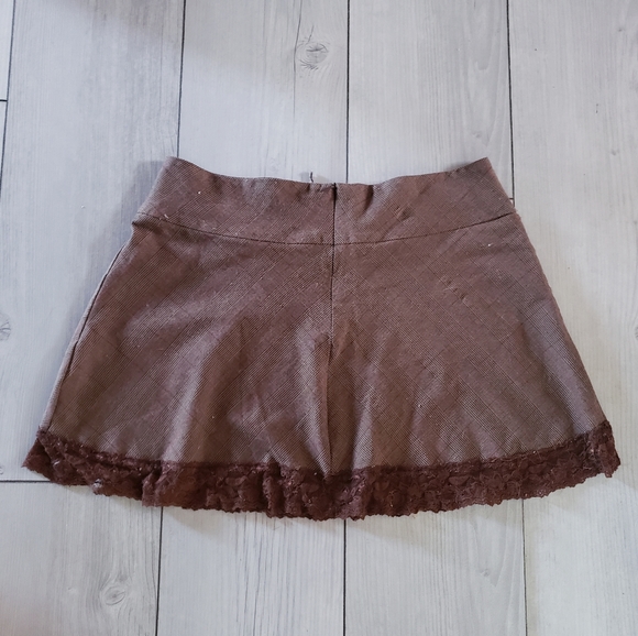 Planet Funk Brown Schoolgirl Flower Lace Skirt M/L - Picture 5 of 5